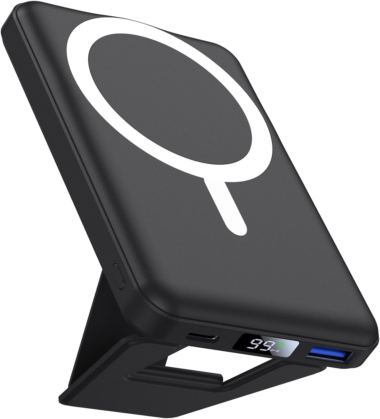 10000mAh Foldable Wireless Portable Charger, Compact Magnetic Power Bank with Adjustable Stand and Fast Charging