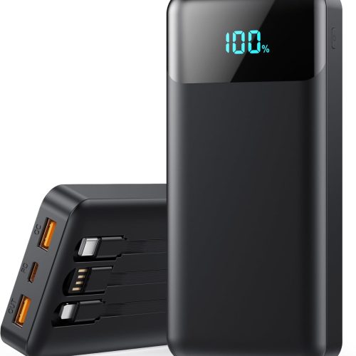 Portable Charger Power Bank 40800mAh with 3 Built-in Cables,25W Fast Phone Charging Portable Battery Pack