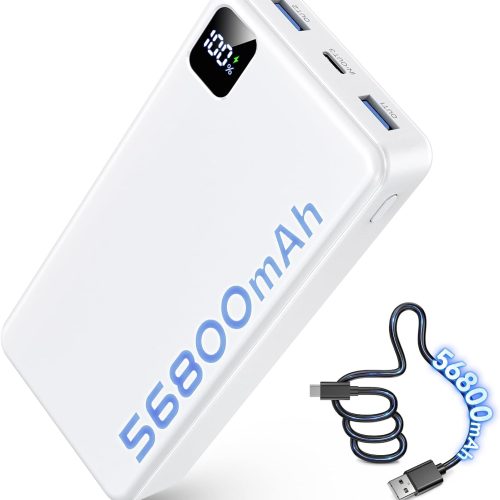 56800mAh Portable Charger, High-Capacity Rechargeable Power Bank with Digital Display and Multiple Charging Interfaces