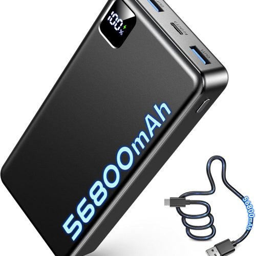 56800mAh Portable Charger, High-Capacity Power Bank with Digital Battery Display and Multiple Charging Ports